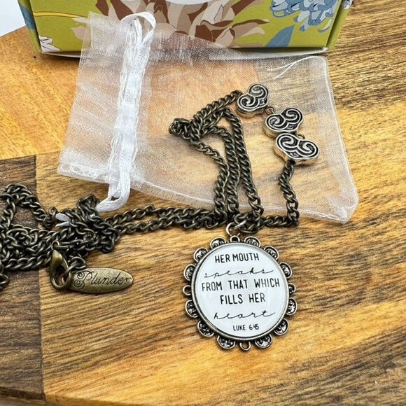 Plunder Design Lee Necklace "Her Mouth Speaks From That Which Fills Her Heart" - Picture 1 of 6